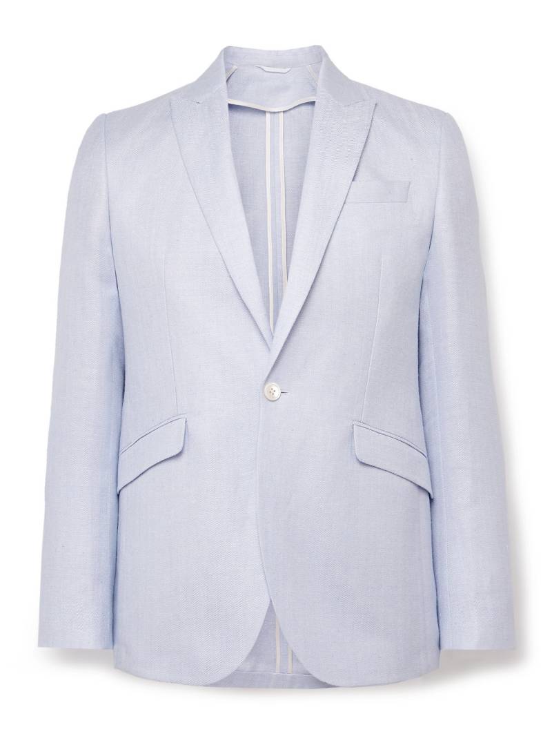 Favourbrook - Slim-Fit Herringbone Linen and Silk-Blend Suit Jacket - Men - Blue - UK/US 46 von Favourbrook