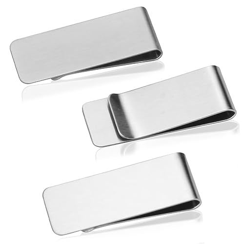 3 Stück Metall-Geldklammer aus Edelstahl, ultradünne Silberne Geldklammer, Unisex, für Bargeld, Rechnungen, Visitenkarten, Kreditkarten von Favson
