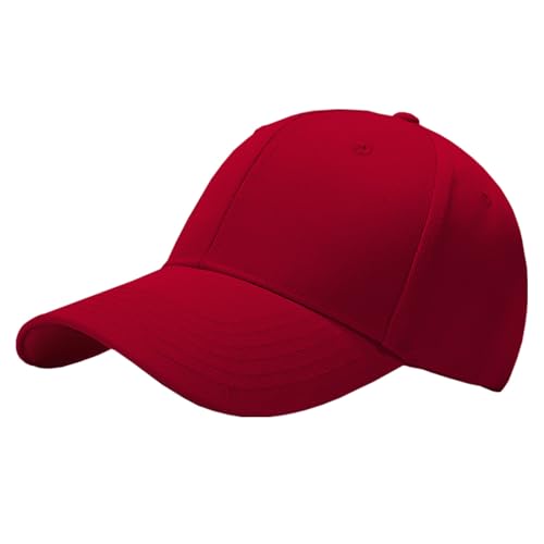 Favuit Baseball Cap Herren Damen, Athletic Baseballkappe Unisex Kappe Verstellbar Einfarbig Basecap Einheitsgröße Baumwolle Sonnenhut für Sport Reisen Draußen (Rot) von Favuit