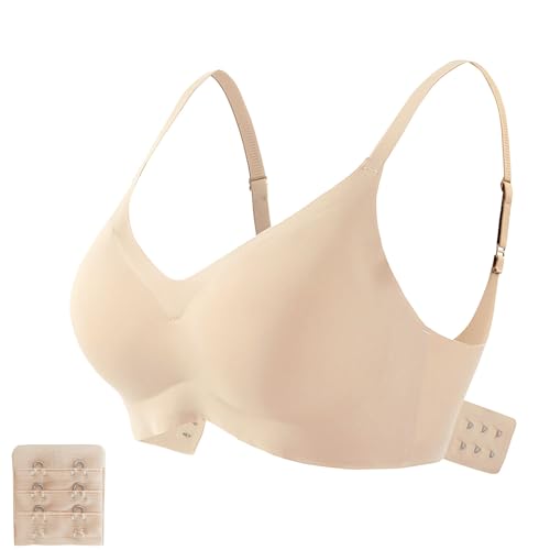 Favuit Damen BH Ohne Bügel, Nahtloser Minimizer Bralette Gepolstert Bügelloser Soft Bra Komfort Täglicher BH Atmungsaktiver und Leichter mit BH Verlängerung (Beige L) von Favuit