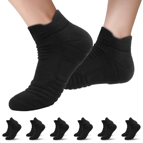 Favuit Socken Herren Damen 6er Pack Sportsocken Atmungsaktive Sneaker Socken Baumwolle Kurz Sport Socks Schwarz von Favuit
