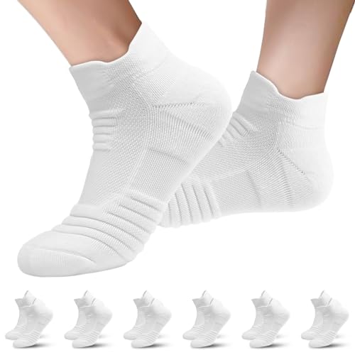Favuit Socken Herren Damen 6er Pack Sportsocken Atmungsaktive Sneaker Socken Baumwolle Kurz Sport Socks Weiß von Favuit