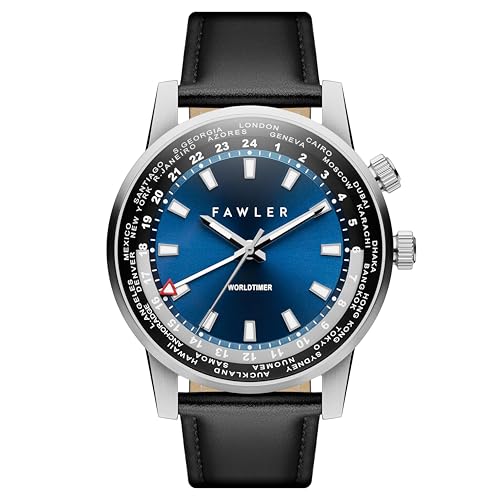 Fawler by Trendhim | Gentium Weltzeit GMT Uhr | Für Männer | Wasserdicht bis 10 ATM | Schweizer Ronda 515 Quarzwerk | Dänisches Design von Fawler