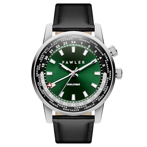 Fawler by Trendhim | Gentium Weltzeit GMT Uhr | Für Männer | Wasserdicht bis 10 ATM | Schweizer Ronda 515 Quarzwerk | Dänisches Design von Fawler