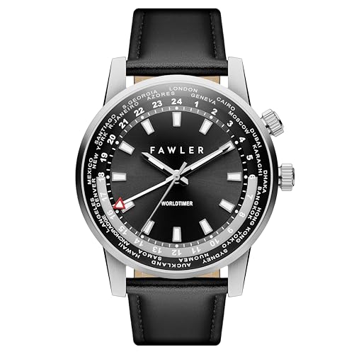 Fawler by Trendhim | Gentium Weltzeit GMT Uhr | Für Männer | Wasserdicht bis 10 ATM | Schweizer Ronda 515 Quarzwerk | Dänisches Design von Fawler