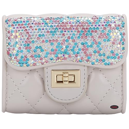 Fawziya Kartenhalter für Sammelkarten, Drehverschluss, Strass, Leder, 11 Brieftaschen, Kartenetui, Geldorganizer, Seeblau, 4.09(L)x1.41(W)x3.22(H)in, Casual von Fawziya