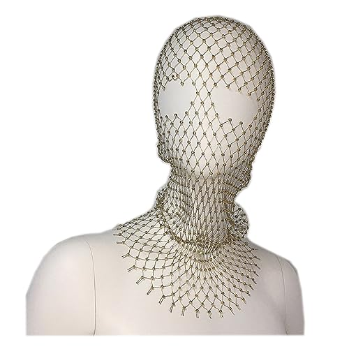 Damen Herren Mesh Strass Kopfkappe Schöne Strasssteinen Gesichtsmaske glitzern Hut Haarband Festival HochzeitStirnband Kopfschmuck Crystal Hair Wraps Schal Tanzparty Kostüm Haarschmuck Haarkette von Faxianther