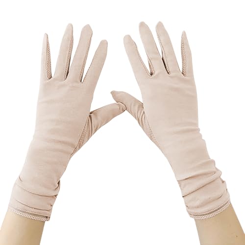 Damen Sommer Autofahren Handschuhe Lang Sonnenhandschuhe Rutschfest Touchscreen Handschhuhe UV Schutz Fahrhandschuhe Touchscreen Sporthandschuhe Fingerhandschuhe Ice Silky Gloves (Beige) von Faxianther
