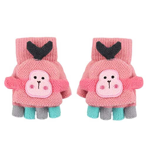 Herbst Winter Baby Warme Kinder Fingerlose Handschuhe Kleinkind Kinderhandschuhe Strickhandschuhe mit Klappe Halbfinger Handschuhe mit Flip Winterhandschuhe Thermo Handschuhe 1-5 Jahre Mädchen von Faxianther