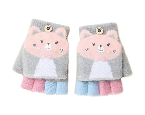 Herbst Winter Baby Warme Kinder Fingerlose Handschuhe Kleinkind Kinderhandschuhe Strickhandschuhe mit Klappe Halbfinger Handschuhe mit Flip Winterhandschuhe Thermo Handschuhe 1-5 Jahre Mädchen von Faxianther