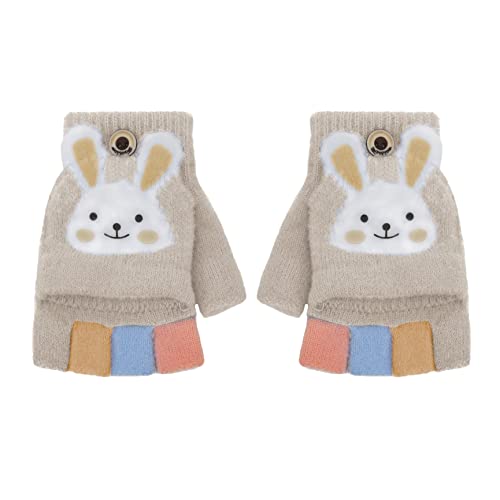 Herbst Winter Baby Warme Kinder Fingerlose Handschuhe - Kleinkind Strickhandschuhe Mit Klappe Halbfinger Mit Flip - Winterhandschuhe Thermo 1-5 Jahre Mädchen von Faxianther