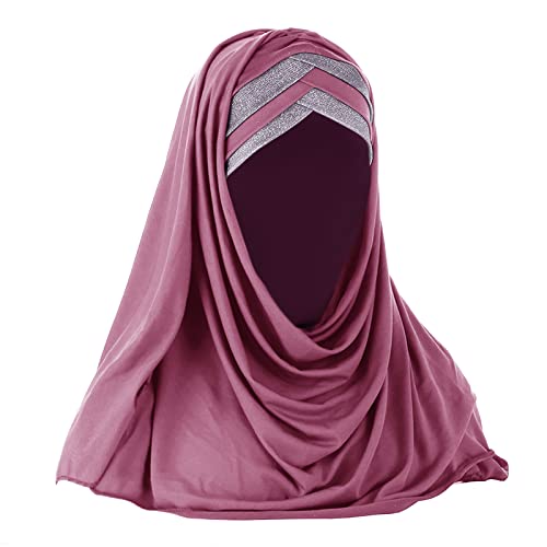 Muslim Hijab moden weiche Chiffon Glitzert Kopftuch für Damen Fraue Schönes Beanie Mützen Islamic Arab Wrap Schal Turban Hut Einfarbig Vollständige Kopfbedeckung von Faxianther