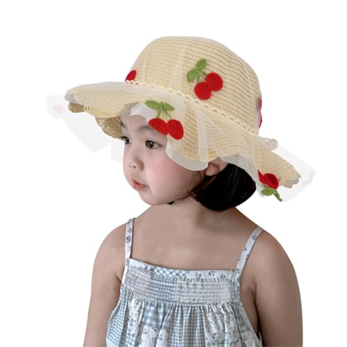 Strohhut Kinder Mädchen Kleinkind Sonnenhut Süßer Sommer Breite Krempe Strandhut Anti-UV Spitze Strandkappe Strand Hüte Rund Mütze Sommerhut mit Kirsche Dekoration Schleife für Urlaub Reise (Weiß) Strohhut Kinder Mädchen Kleinkind Sonnenhut Süßer Sommer Breite Krempe Strandhut Anti-UV Spitze Strandkappe Strand Hüte Rund Mütze Sommerhut mit Kirsche Dekoration Schleife für Urlaub Reise (Weiß) von Faxianther
