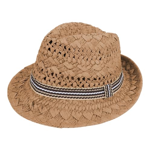 Strohhut kinder Cowboyhut Hut Jungen mit Ripsband UV -Schutz Sommer Sonnenhut Atmungsaktive Fasching Westernhut Panamahut Breite Krempe Stroh Hut Strandmütze Travellerhut für Urlaub Reise Strand von Faxianther