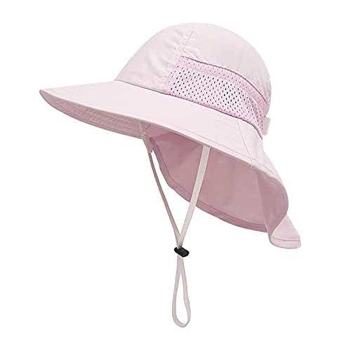 Unisex Baby Sonnenhut Kinder Kleinkind Schirmmütze mit Nackenschutz und Bindebändern UV-Schutz Fischerhüte Sommerhut Breiter Krempe Draussenhut Kopfnetz Hut Schnell Trocknender Cap für Mädchen Jungen von Faxianther