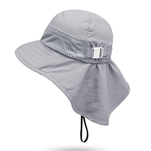 Unisex Baby Sonnenhut Kinder Kleinkind Schirmmütze mit Nackenschutz und Bindebändern UV-Schutz Fischerhüte Sommerhut Breiter Krempe Draussenhut Kopfnetz Hut Schnell Trocknender Cap für Mädchen Jungen von Faxianther