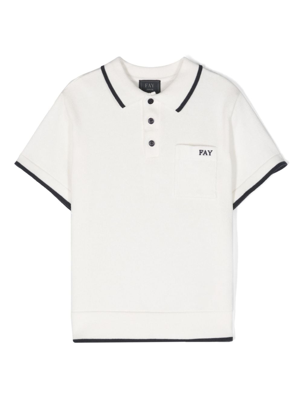 Fay Kids Polo-Pullover mit Logo-Stickerei - Weiß von Fay Kids