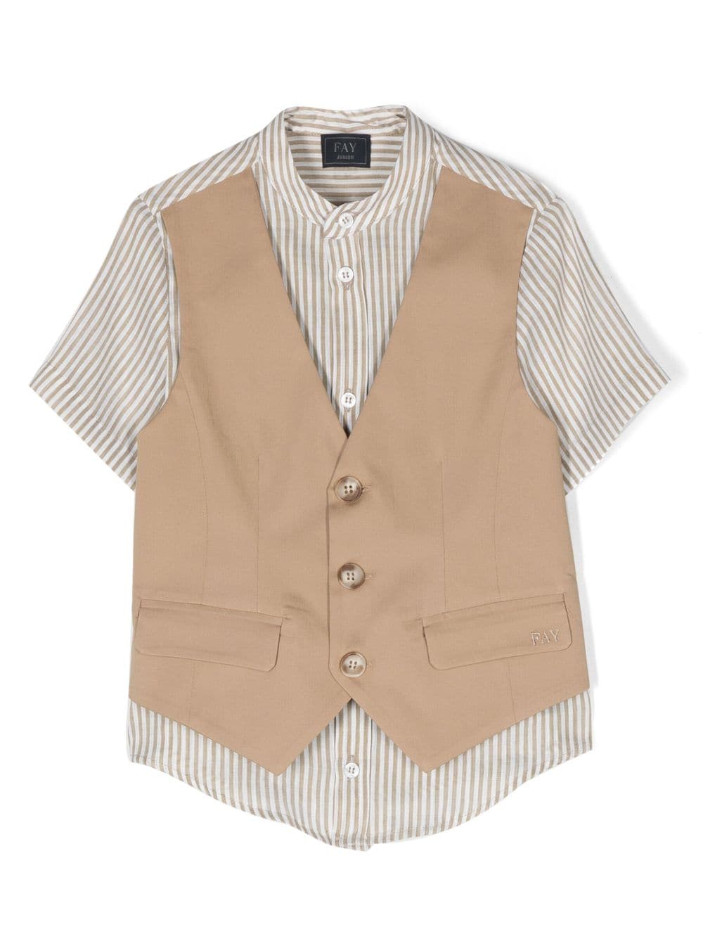 Fay Kids Gestreiftes Hemd im Layering-Look - Nude von Fay Kids