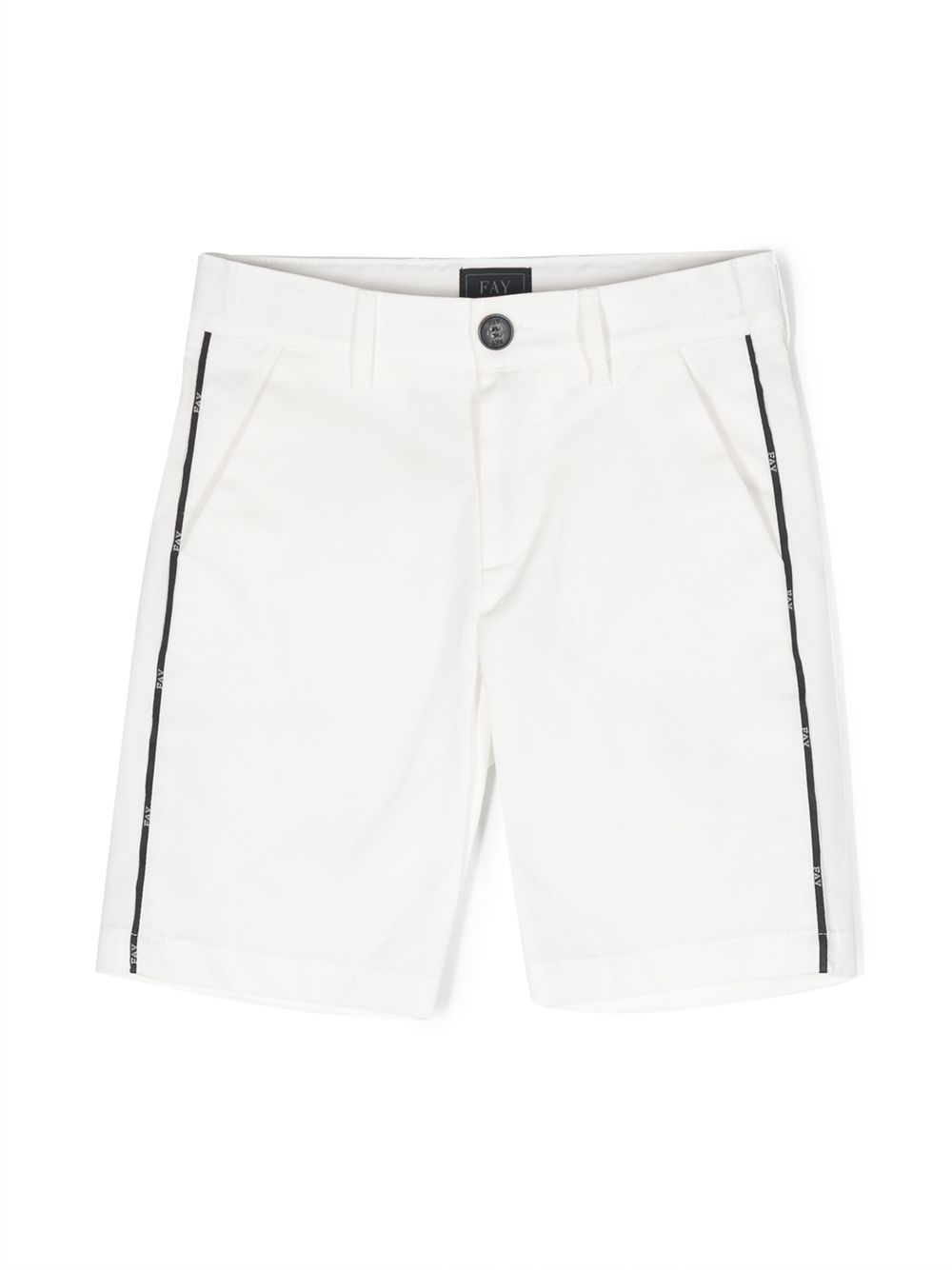 Fay Kids Chino-Shorts mit Logo-Streifen - Weiß von Fay Kids