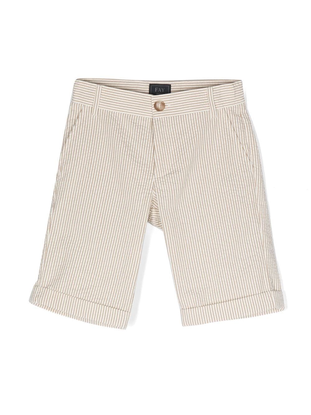 Fay Kids Gestreifte Shorts mit Umschlag - Nude von Fay Kids