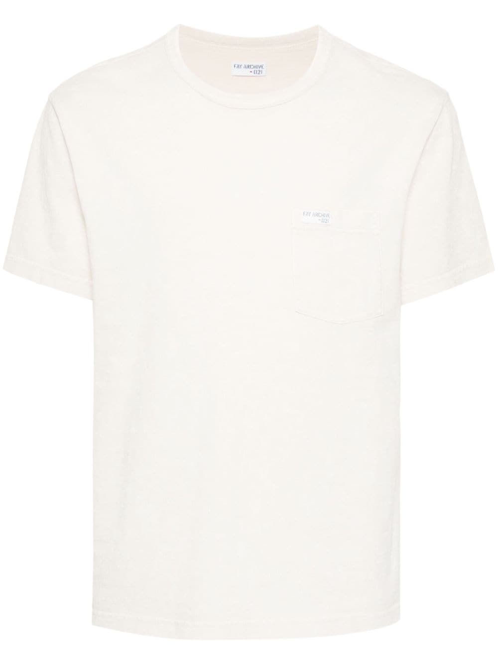 Fay T-Shirt mit Logo-Applikation - Nude von Fay