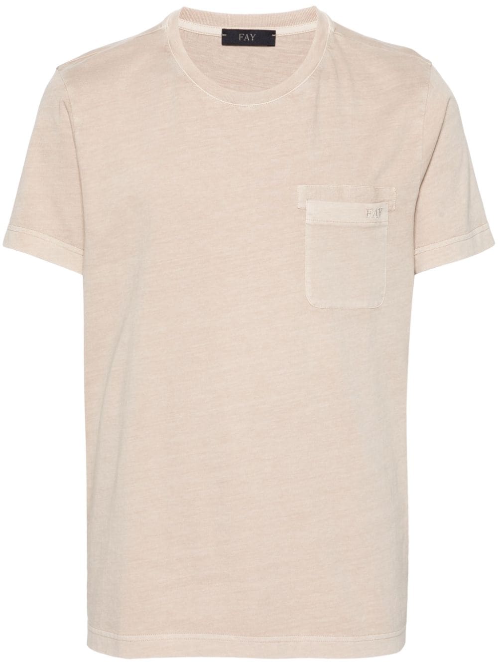 Fay T-Shirt mit Logo-Stickerei - Nude von Fay