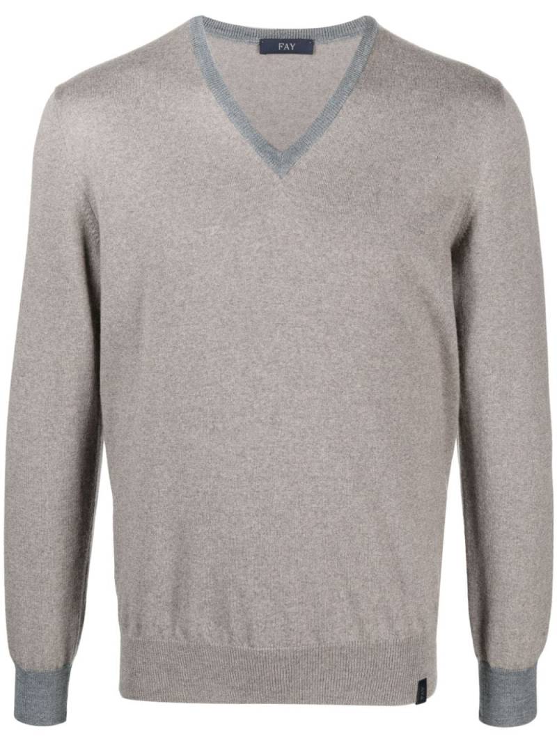 Fay Pullover mit V-Ausschnitt - Braun von Fay