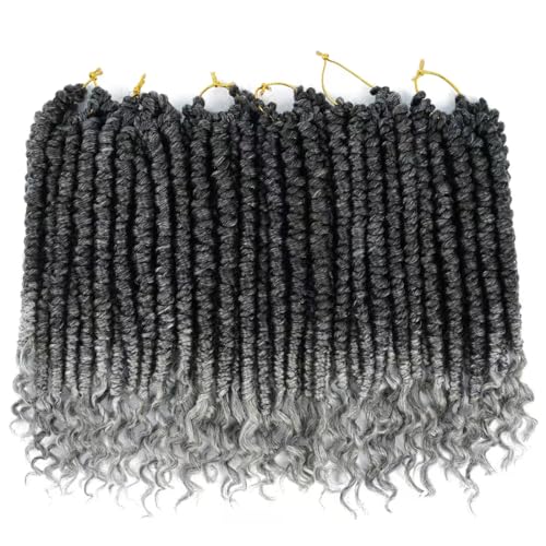 Fayasu Spring Senegalese Twist Crochet Braids Curl End 30,5 cm Synthetic Twist Grey Crochet Hair for Black Women Pro Looped Hair Extensions 6 Packs T1B/GREY von Fayasu
