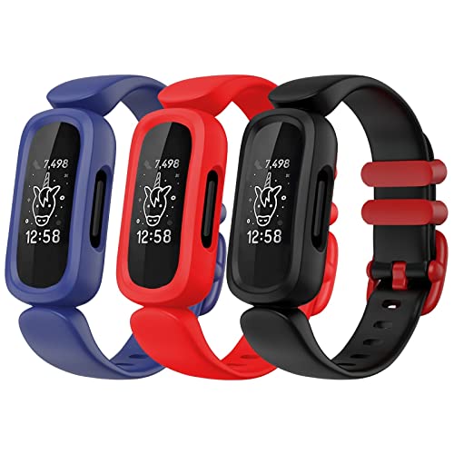 Faychey Kompatibel mit Fitbit Ace 3 Armband für Kinder ab 6 Jahren, niedliches buntes Sportarmband aus Silikonkautschuk, verstellbar, wasserdicht, kompatibel mit Fitbit Ace 3 für Mädchen und Jungen von Faychey