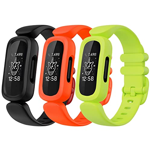 Faychey Kompatibel mit Fitbit Ace 3 Armband für Kinder ab 6 Jahren, niedliches buntes Sportarmband aus Silikonkautschuk, verstellbar, wasserdicht, kompatibel mit Fitbit Ace 3 für Mädchen und Jungen von Faychey