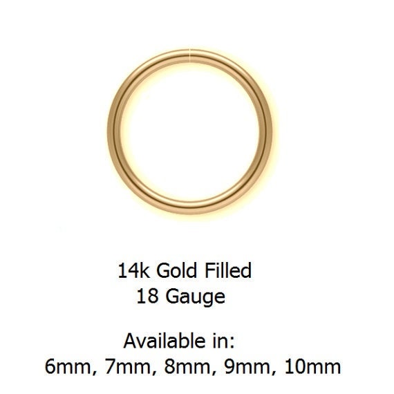18G 14K Gold Filled in 6mm, 7mm, 8mm, 9mm Oder 10mm Nase Ohr Creolen Nahtlos Endlos 18G 14K Gold Filled in 6mm, 7mm, 8mm, 9mm Oder 10mm Nase Ohr Creolen Nahtlos Endlos von FayelonHandmade