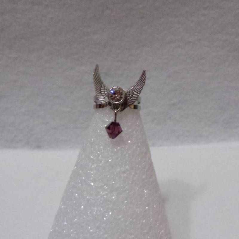 Amethyst Swarovski Perle Mit Kristall Und Engel Flügel Silber Vergoldet Verstellbare Ring Basis Amethyst Swarovski Perle Mit Kristall Und Engel Flügel Silber Vergoldet Verstellbare Ring Basis von FayelonHandmade