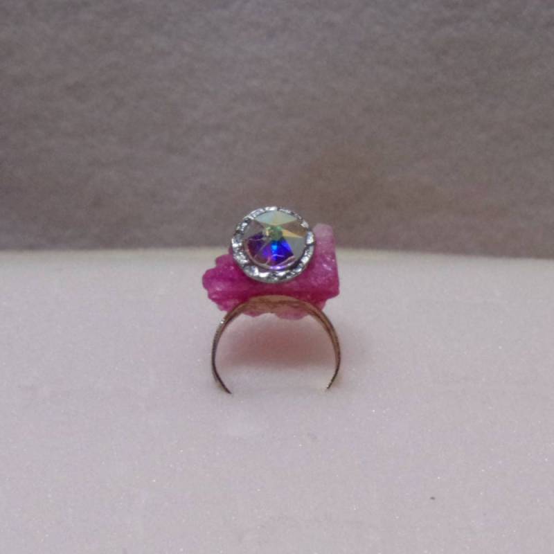 Rosa Druzy Quarz Mit Ab Strass Und Gehämmert Silber Kreis Vergoldet Verstellbare Ring Basis Rosa Druzy Quarz Mit Ab Strass Und Gehämmert Silber Kreis Vergoldet Verstellbare Ring Basis von FayelonHandmade