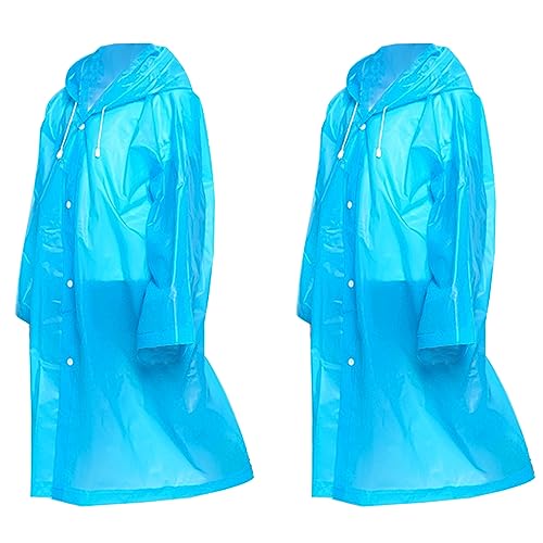 Fayemint 2 Stück Kinder Wasserdicht Regenponcho, EVA Regenponcho, Regenponcho mit Kapuze, Wiederverwendbar, für Outdoor-Radfahren, Camping, Reisen, Angeln (Blau) von Fayemint