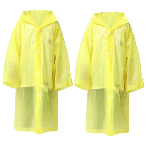 Fayemint 2 Stück Kinder Wasserdicht Regenponcho, EVA Regenponcho, Regenponcho mit Kapuze, Wiederverwendbar, für Outdoor-Radfahren, Camping, Reisen, Angeln (Gelb) von Fayemint