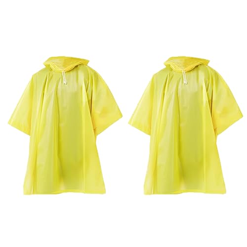 Fayemint 2 Stück Regenponcho, Poncho Regen mit kapuze, Regenponcho Gelb, Atmungsaktiver Tragbarer Poncho, für Wandern, Radfahren, Angeln, Camping (Gelb) von Fayemint