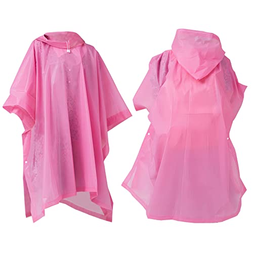 Fayemint 2 Stück Regenponcho, Regenponcho Rosa, Leichter Regenponcho, Wiederverwendbar, für Radfahren, Angeln, Wandern, Camping (Rosa) von Fayemint