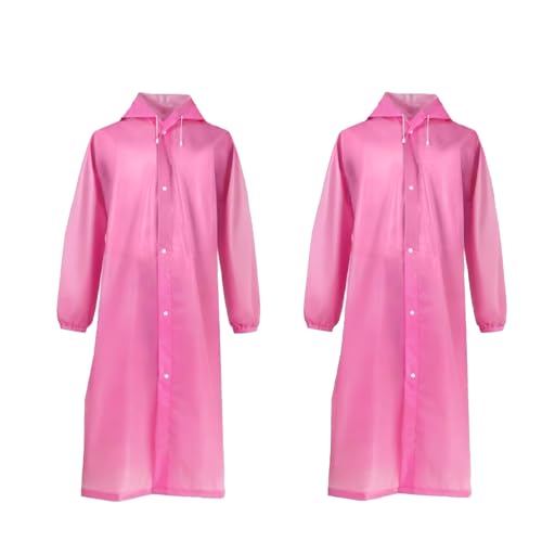 Fayemint 2 Stück Regenponcho, Wasserdicht Regenmantel Unisex, Regenschutz Regen Poncho, Atmungsaktiver Tragbarer Poncho, für Radfahren, Wandern, Angeln, Camping (Rosa) von Fayemint
