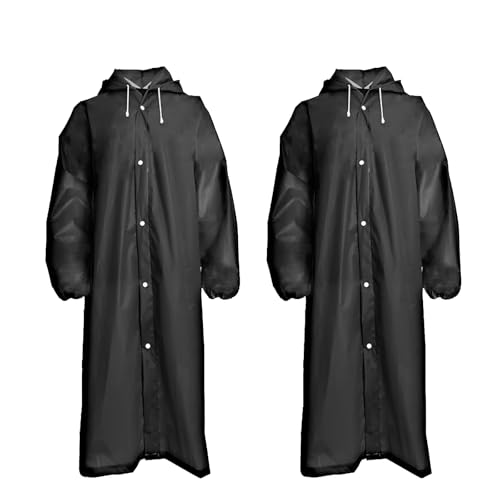 Fayemint 2 Stück Regenponcho, Wasserdicht Regenmantel Unisex, Regenschutz Regen Poncho, Atmungsaktiver Tragbarer Poncho, für Radfahren, Wandern, Angeln, Camping (Schwarz) von Fayemint