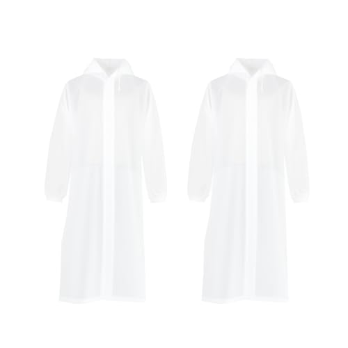 Fayemint 2 Stück Regenponcho, Wasserdicht Regenmantel Unisex, Regenschutz Regen Poncho, Atmungsaktiver Tragbarer Poncho, für Radfahren, Wandern, Angeln, Camping (Weiß) von Fayemint