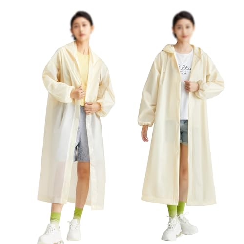 Fayemint 2 Stücke Regenponcho, Regenschutz Regen Poncho, Wasserdicht Regenmantel Unisex, Atmungsaktiver Tragbarer Poncho, mit Reflektierenden Streifen, für Wandern, Angeln, Camping (Aprikose) von Fayemint