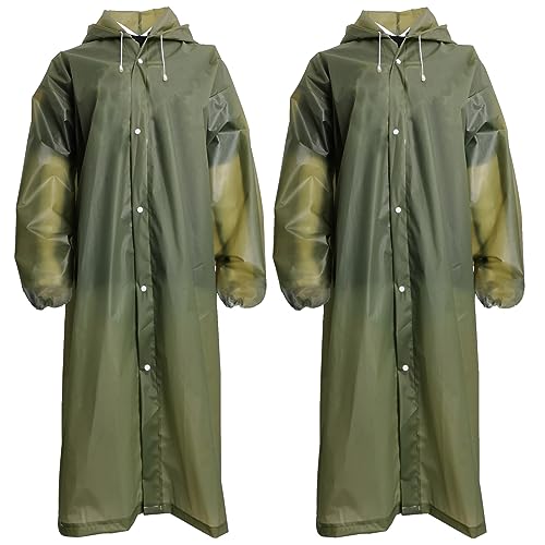 Fayemint 2 Stücke Regenponcho, Wasserdicht Regenmantel Unisex, Regenschutz Regen Poncho, Atmungsaktiver Tragbarer Poncho, für Radfahren, Wandern, Angeln, Camping (Armeegrün) von Fayemint