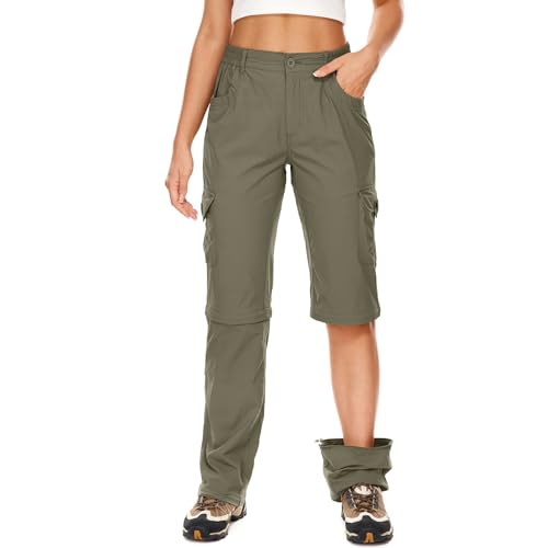 Damen-Wanderhose, wandelbar, leicht, schnell trocknend, mit Reißverschluss, Safari-Angelhose, lichtgrün, 40 von Faysfad