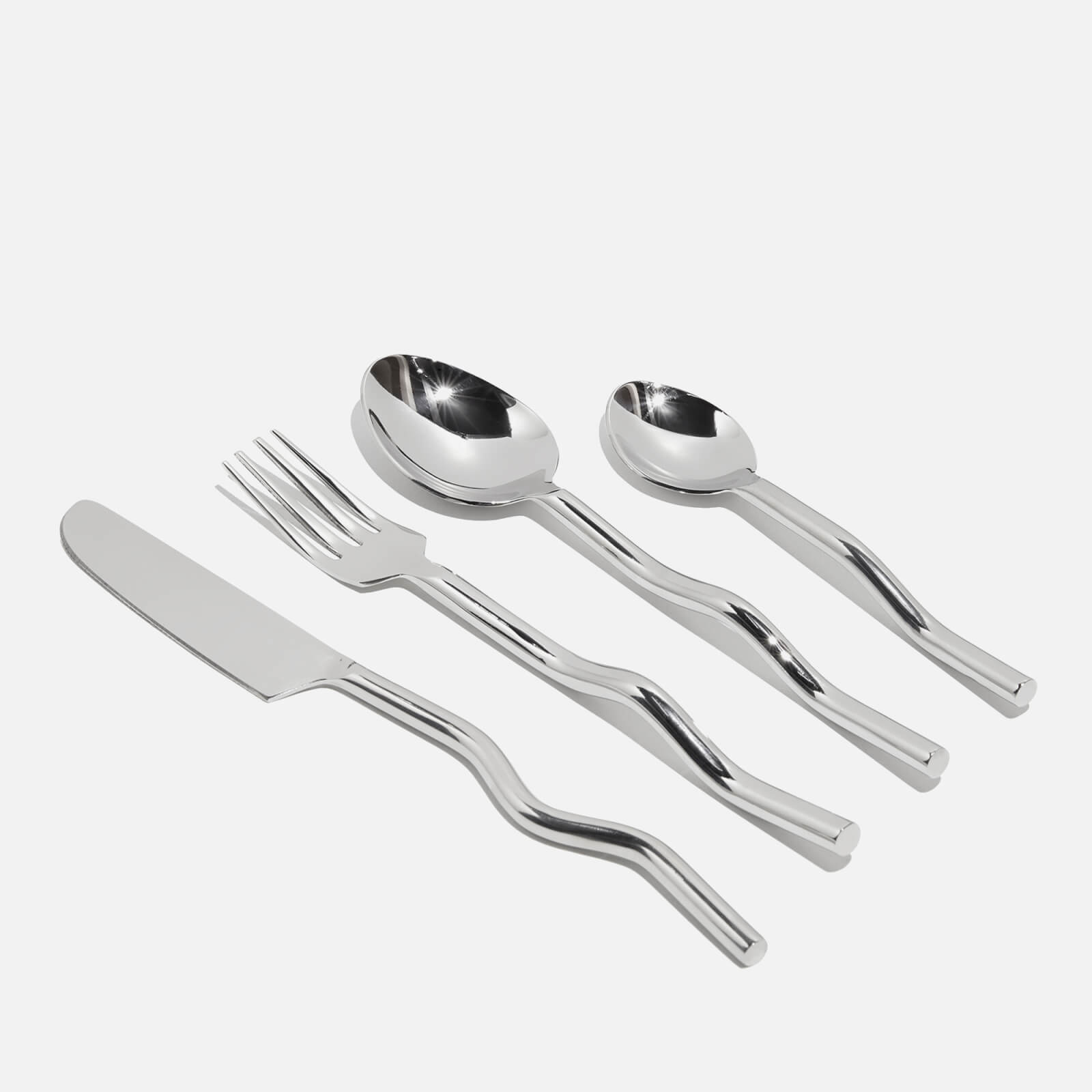 Fazeek Wave Cutlery - 18/10 Silver. 4 Piece Set Silver von Fazeek