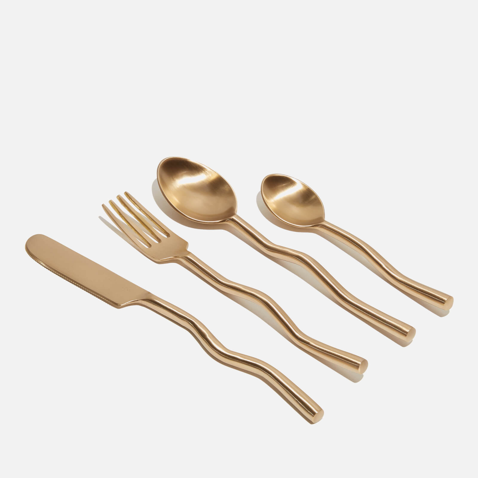 Fazeek Wave Cutlery - Matte Brass. 4 Piece Set Matte Brass von Fazeek