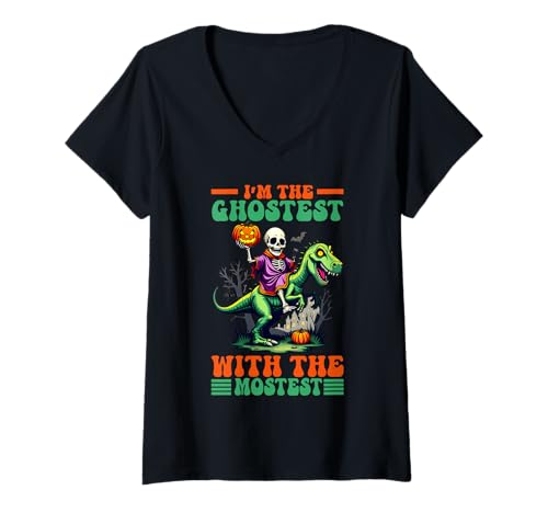 Damen Ich bin der Ghostest With Halloween Mostest T-Shirt mit V-Ausschnitt Damen Ich bin der Ghostest With Halloween Mostest T-Shirt mit V-Ausschnitt von Fazlul Huque Printer