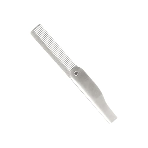 Faltbarer Edelstahl-Kamm im Taschenformat, Haarstyling-Zubehör für Bart und Fellpflege, Herren-Bart und Kamm mit zwei Funktionen von Fazvncv
