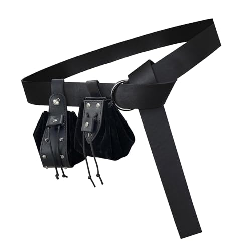 Fazvncv 3 Stück/Set Mittelalter Cosplay Set PU Leder Hüfttasche Mittelalter Gürtel Renaissances Gürteltasche Oin Geldbörse für Damen und Herren von Fazvncv