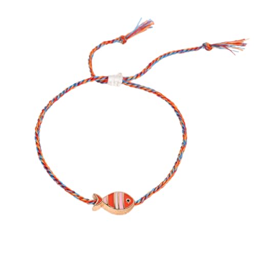 Fazvncv Verstellbares geflochtenes Armband mit Fischanhänger mit Öllegierung, leicht, stilvolles Schmuckgeschenk für Frauen, künstlerisches gewebtes Handketten-Accessoire, Einheitsgröße, Wie von Fazvncv