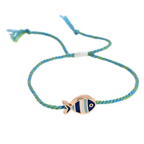 Fazvncv Verstellbares geflochtenes Armband mit Fischanhänger mit Öllegierung, leicht, stilvolles Schmuckgeschenk für Frauen, künstlerisches gewebtes Handketten-Accessoire, Einheitsgröße, Wie von Fazvncv